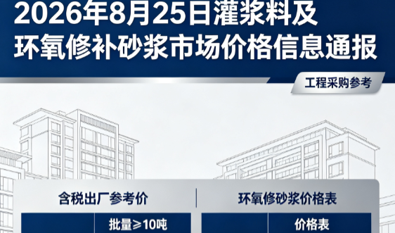 临武2026年8月25日灌浆料及环氧修补砂浆市场价格信息通报